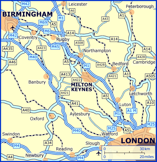 Milton Keynes route carte